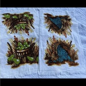 Vintage Cannon hand towel fall fruit thanksgiving frayed ends kitchen bath